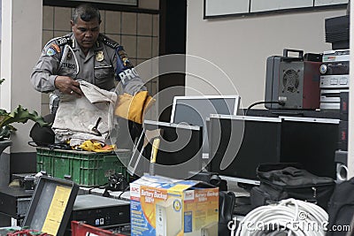 Police Conduct Foreclosure Hundreds of Evidence Against Crime Results Editorial Stock Photo