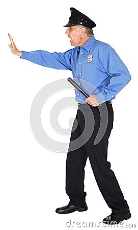 Police, Cop, Security Guard, Stop Thief! Isolated Stock Photo