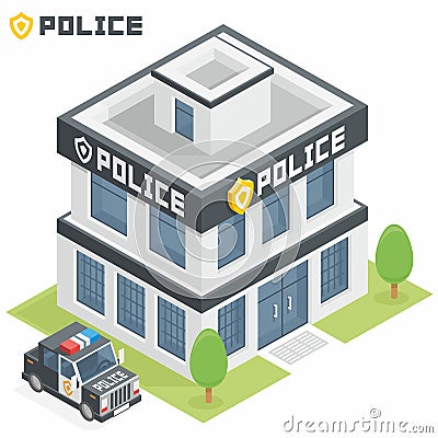 Police department building Vector Illustration