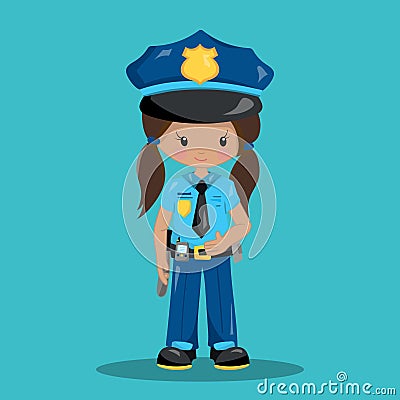 Police department girl light 11 Vector Illustration