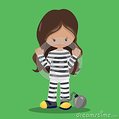 Police department prisoner girl light 16 Vector Illustration