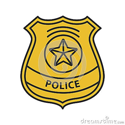 Police detective badge color icon Vector Illustration