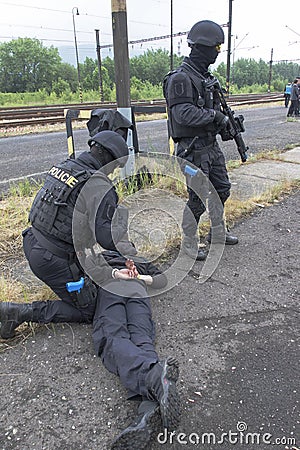Police detention of terrorists Editorial Stock Photo