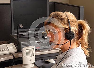 Police dispatcher at console Stock Photo