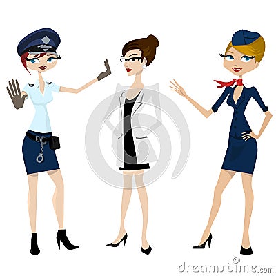 Police, doctor, hostess Vector Illustration