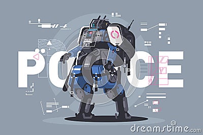 Police drone robot Vector Illustration