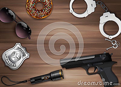 Police Equipment Realistic Composition Vector Illustration