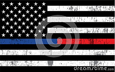 Police and Firefighter American Flag Background Illustration Vector Illustration