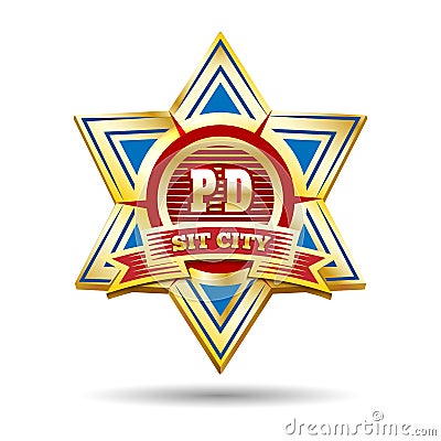 Police Golden Badge Emblem Vector Illustration