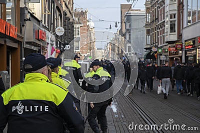 Police Guarding FC Union Berlin Football Supporters At Amsterdam The Netherlands 16-2-2023 Editorial Stock Photo