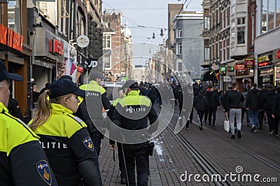 Police Guarding FC Union Berlin Football Supporters At Amsterdam The Netherlands 16-2-2023 Editorial Stock Photo