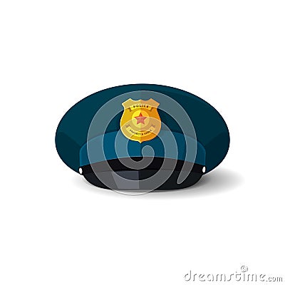 Police hat vector illustration, officer cop cap with badge Vector Illustration