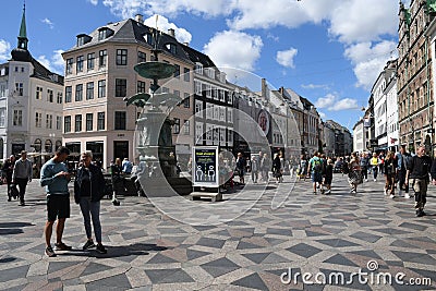 Police health corona virus warning for tourists in Copenhagen Editorial Stock Photo