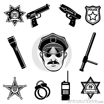 Police icon Set Vector Illustration