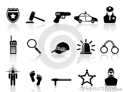 Police icons set Vector Illustration