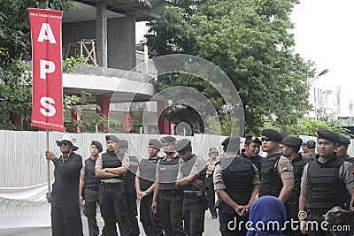 Police Keeping Traditional Market Traders Action Demonstration Sukarno in Sukoharjo Editorial Stock Photo