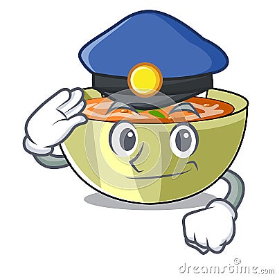 Police lentil soup in a mascot bowl Vector Illustration