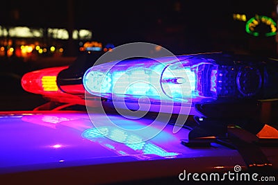 Police lights by night Stock Photo