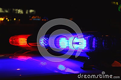 Police lights by night Stock Photo