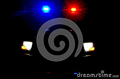 Police lights during the night Stock Photo