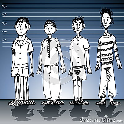 Police Line Up Wall Vector Illustration