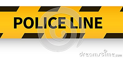 Police line yellow tape. Crime scene barrier Vector Illustration
