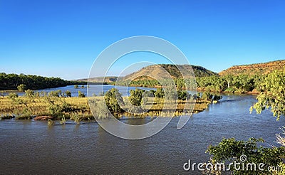 Police Mans Lookout Scenic viewpoint of the popular barramundi fishingat Victoria River in the outback of the Northern Territory A Stock Photo