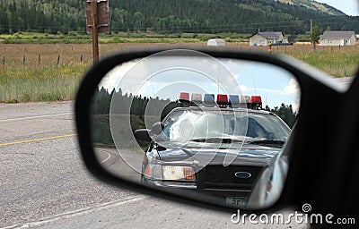Police in the Mirror Stock Photo