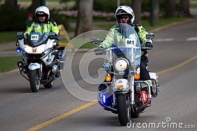 Police Motorcycle at Tour Alberta 2016 Editorial Stock Photo