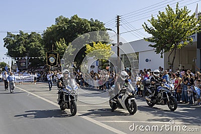 Police motorcyclists at the beginning of parade Editorial Stock Photo