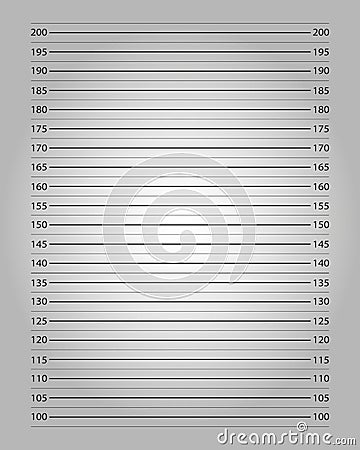 Police mugshot background with centimeters height chart and lighting effect. Photo frame of wanted, arrested or suspect Vector Illustration