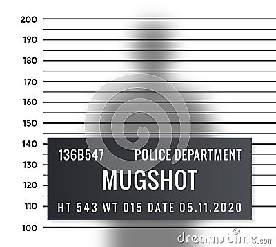 Police mugshot criminal template. Vector silhouette lineup criminal arrest portrait mugshot Vector Illustration