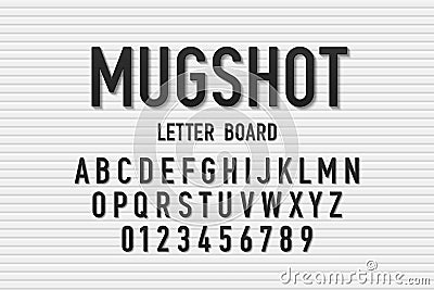 Police mugshot letter board style font Vector Illustration