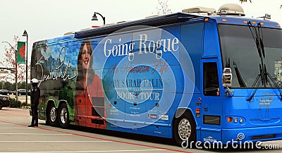 Police Office Guarding Palin Tour Bus Editorial Stock Photo