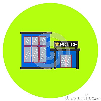 Police office icon in trendy flat style isolated on grey background. Building symbol for your design, logo, UI. Vector Cartoon Illustration