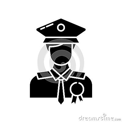 Police officer black glyph icon Vector Illustration