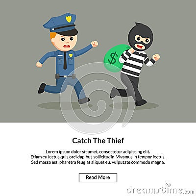 Police officer catch the thief Vector Illustration