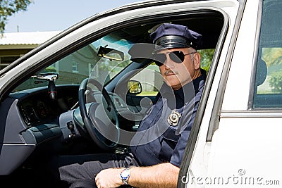 Police Officer On Duty Stock Photo