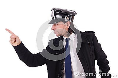 The police officer isolated on white Stock Photo