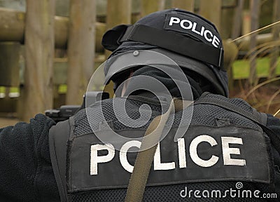 POLICE officer logo on SWAT uniform Stock Photo