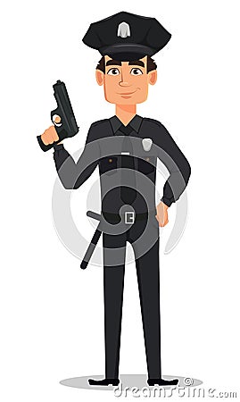 Police officer, policeman with a gun Vector Illustration