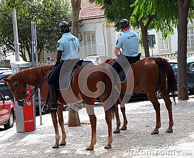 Police On Horseback In Loule Portugal Editorial Stock Photo