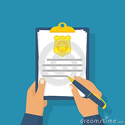 Police officer write report Vector Illustration