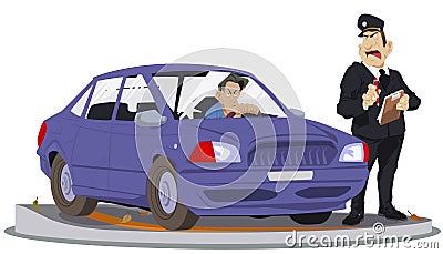 Police officer writing ticket. Traffic violation. Illustration for internet and mobile website Vector Illustration