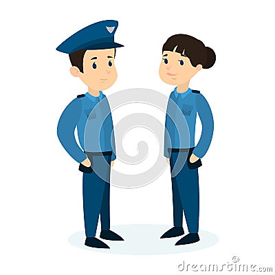 Police officers couple. Vector Illustration