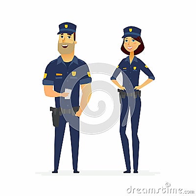 Police officers on duty - cartoon people characters illustration Vector Illustration