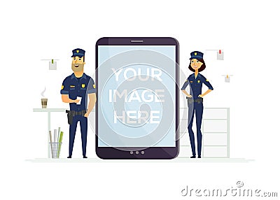 Police officers on duty - cartoon people characters illustration Vector Illustration