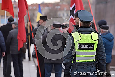 Police officers on duty, Vilnius Editorial Stock Photo