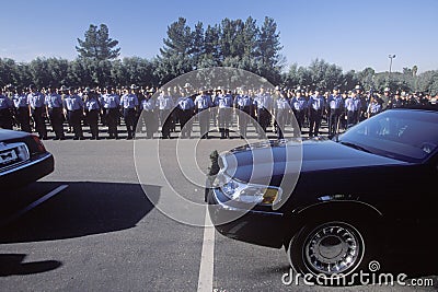 Police officers at funeral ceremony, Pleasanton Editorial Stock Photo