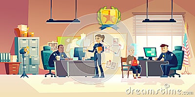 Police officers working in office cartoon vector Vector Illustration